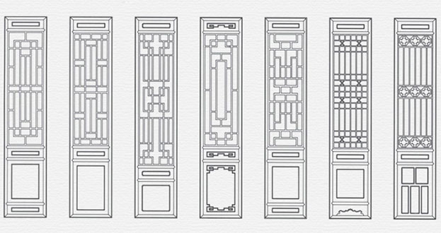 肇源常用中式仿古花窗图案隔断设计图